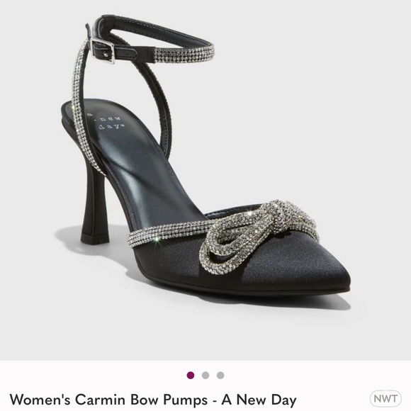 A New Day Black Bow Embellished Heels - Picture 1 of 9